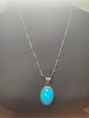 Country Concert Season🤠Turquoise Oval Pendant Necklace -